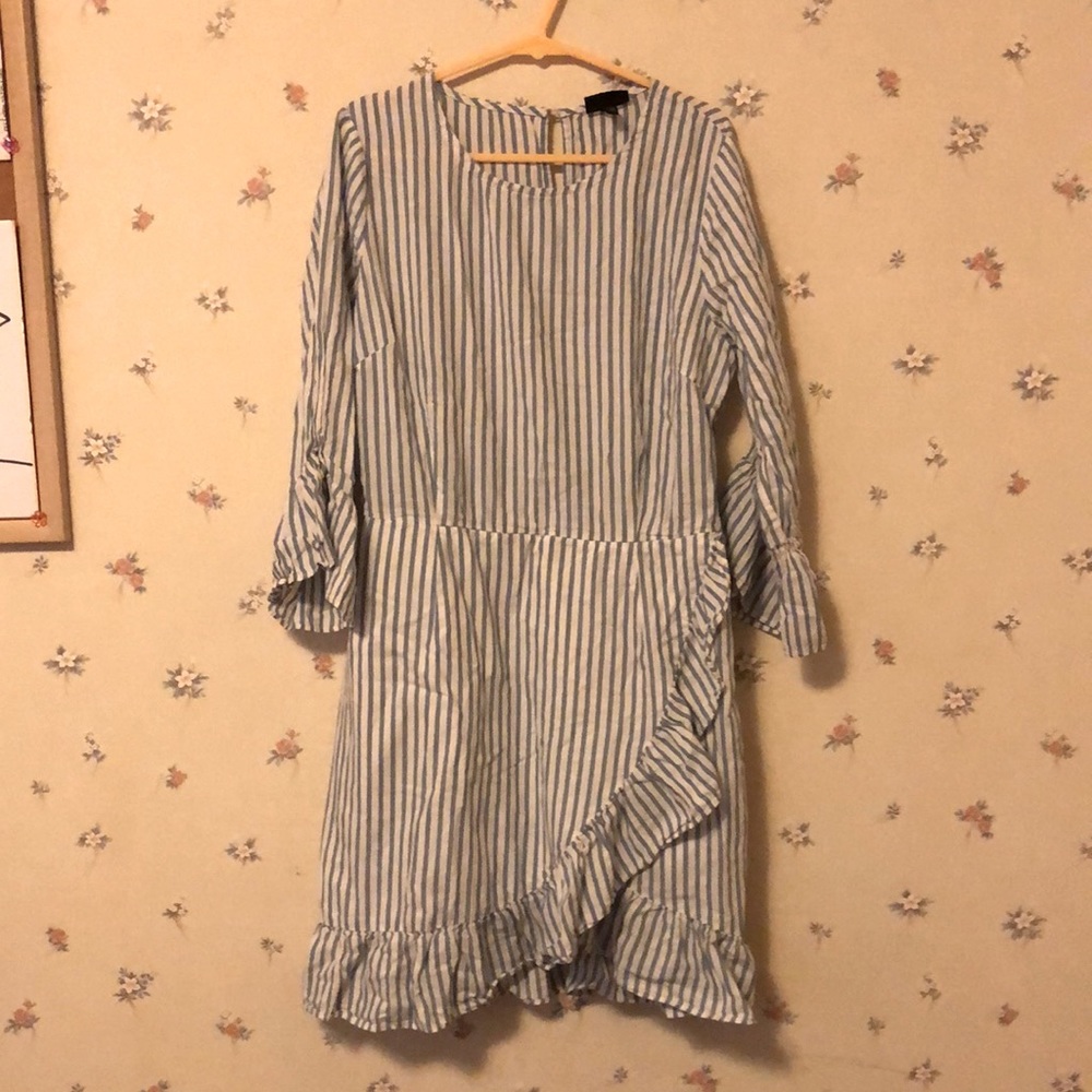 Target Striped Ruffled Dress - Blue and White